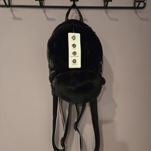 Black Faux Fur Mini Backpack